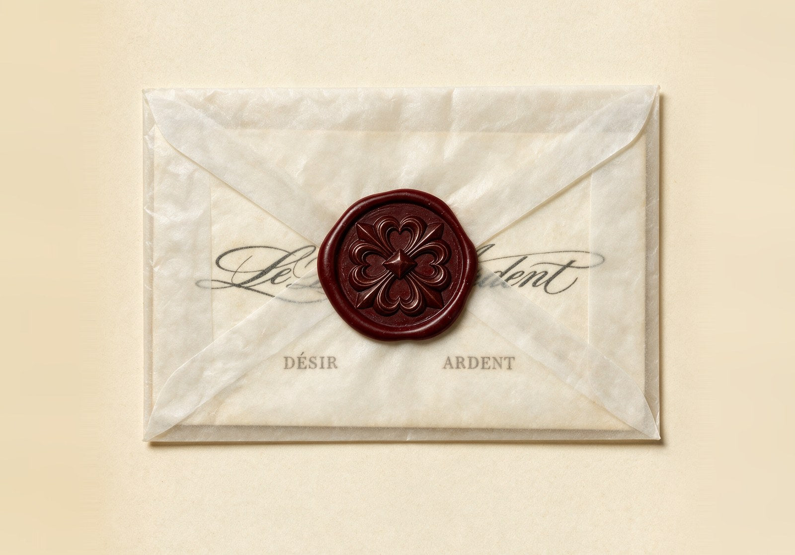 A sealed Le Désir Ardent envelope